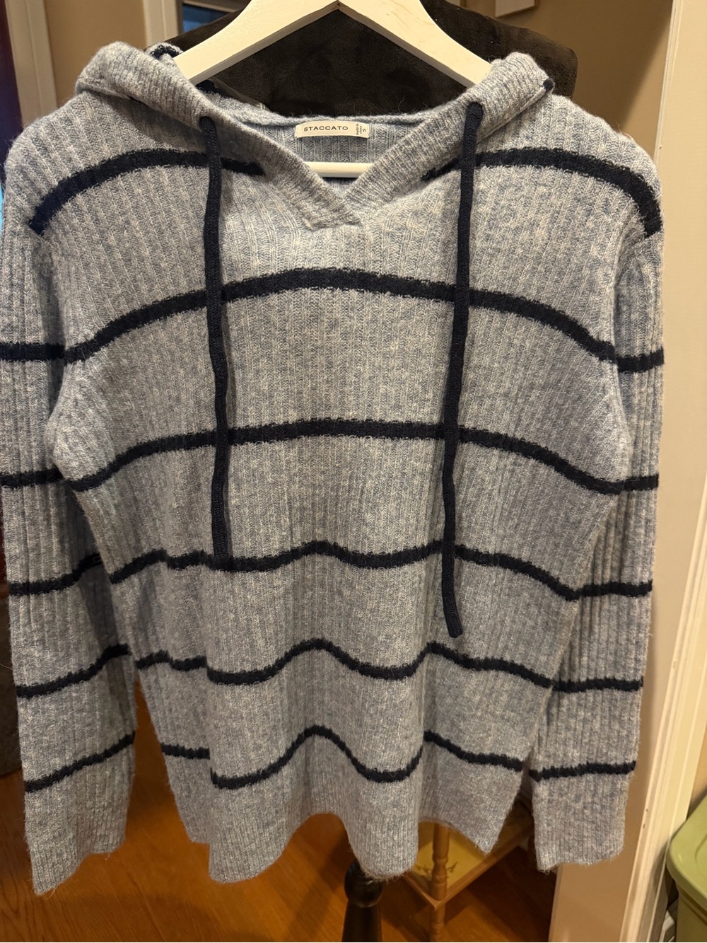 New without tags Staccato Light Blue & Navy Ribbed Hoodie Sweater
